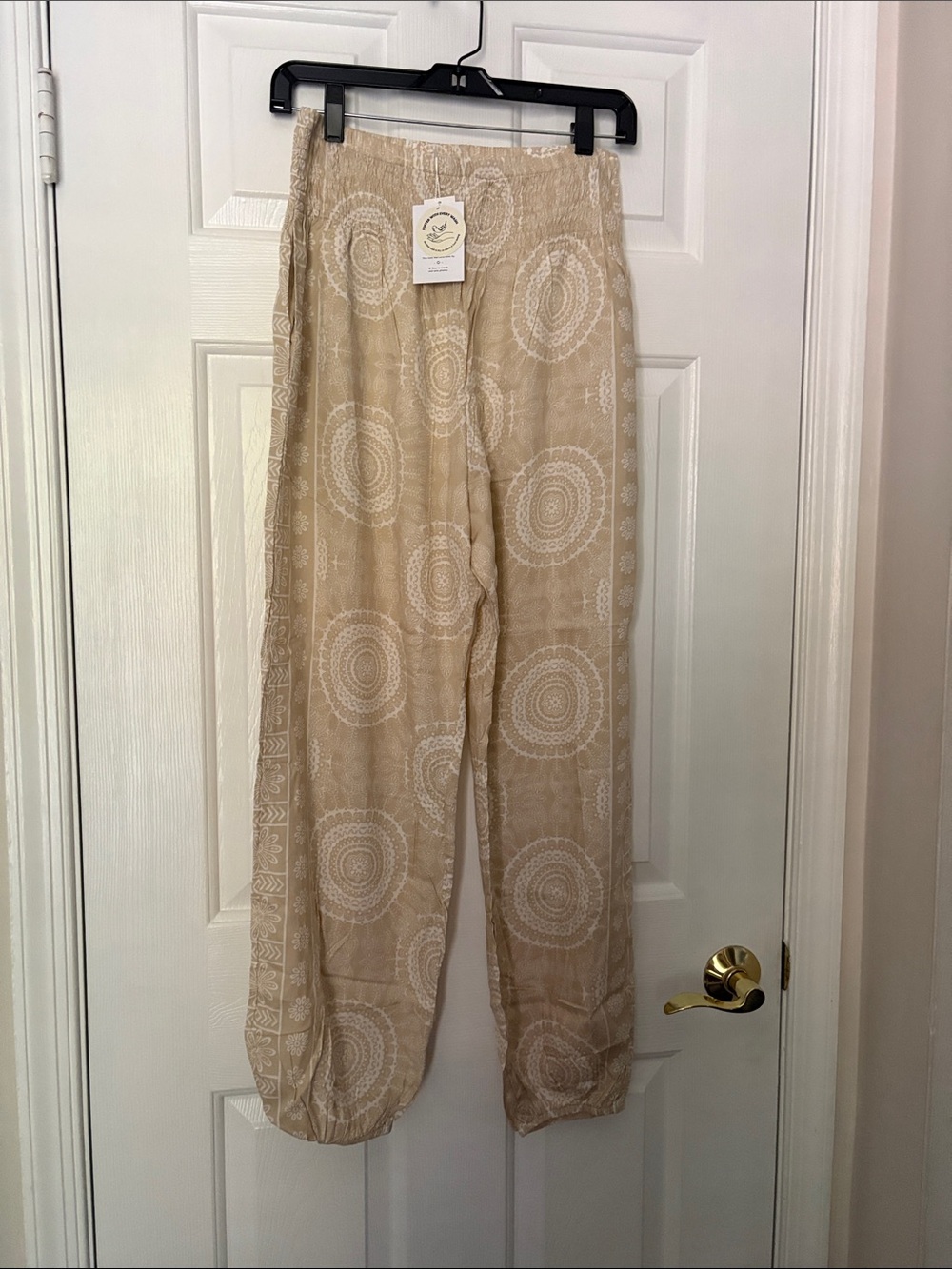 Lotus & Luna beige Printed Women’s Casual Harem Lounge Pants